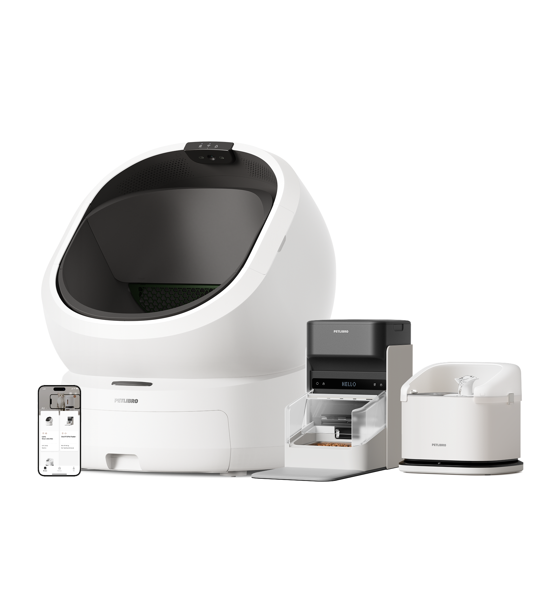 Luma Smart Litter Box & Dockstream RFID Smart Fountain & One RFID Smart Feeder